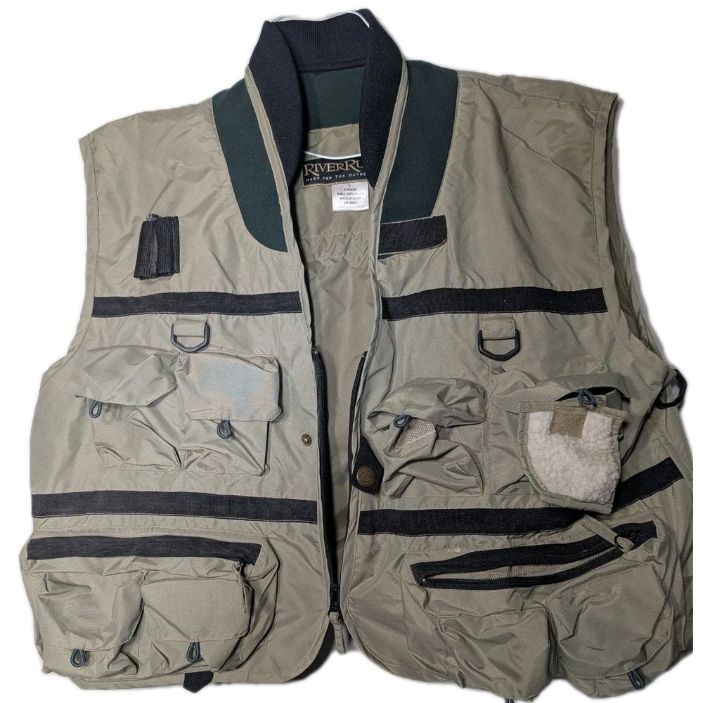 RIVER RUN fishing vest men's size Large‎ Gray green Black